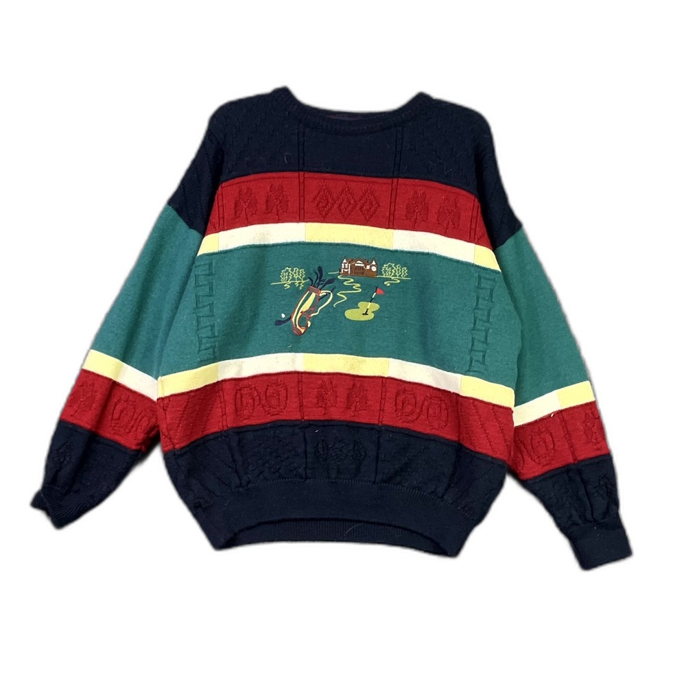 Blarney Castle Designs Sweater Men Large Golf Graphic Tight Knit Gorpcore Grunge